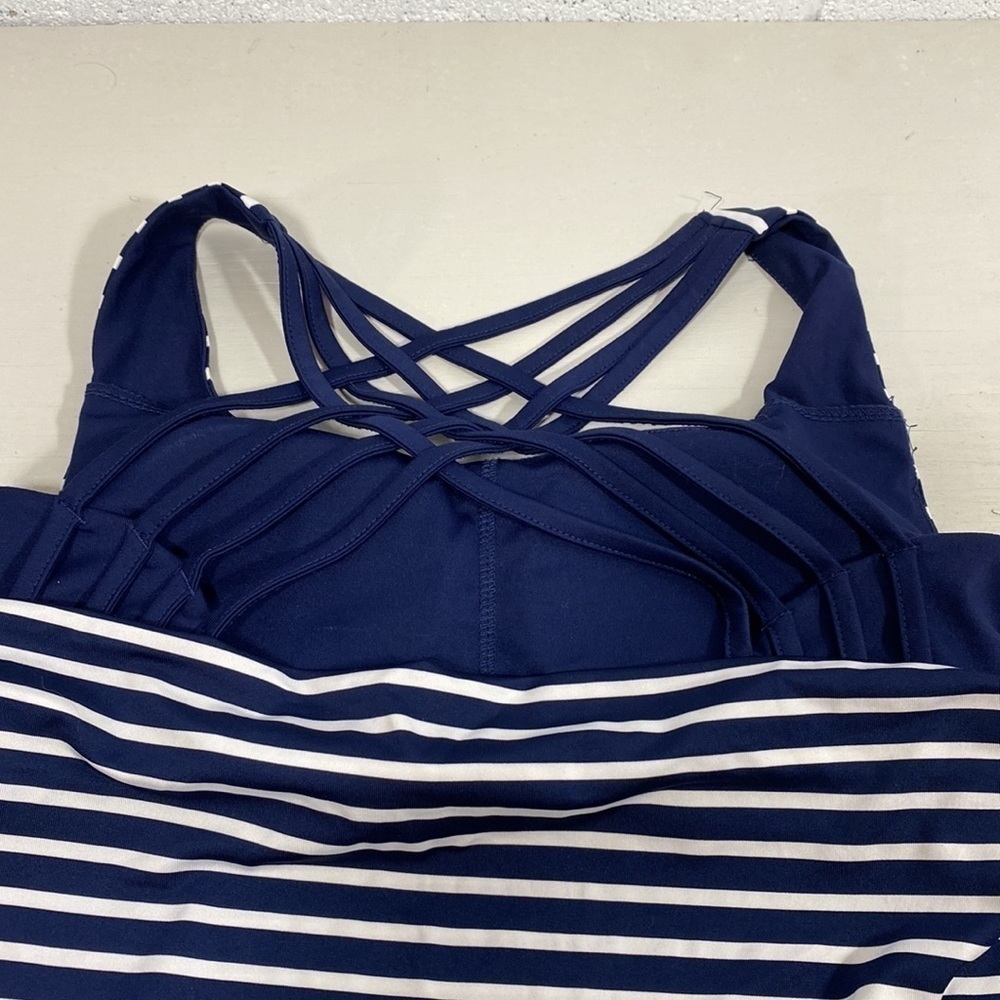 ACX tank top w/ build in bra navy and white stripedββββββββββββββββ - Picture 5 of 9